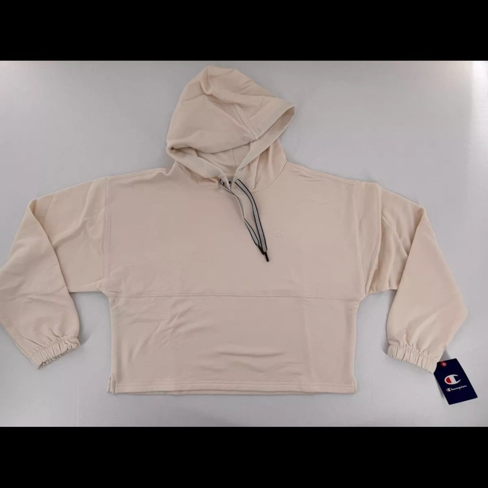 Champion Hoodie Sweatshirt Cropped Sz S Soft Touch Gym Minimalist White Casual‌ - Picture 4 of 11